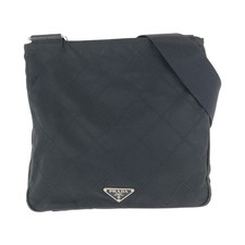 Prada Nylon Leather Tessuto Triangle Logo Shoulder Bag 756299
