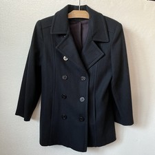 Vtg Michelle Francois Womens M-L Wool Blend Pea Coat Made in USA Double Breasted