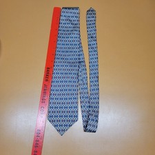 Foxx & Hawkfield Mens Silk Tie Blue Gold Red Geometric Chain Link Made in USA
