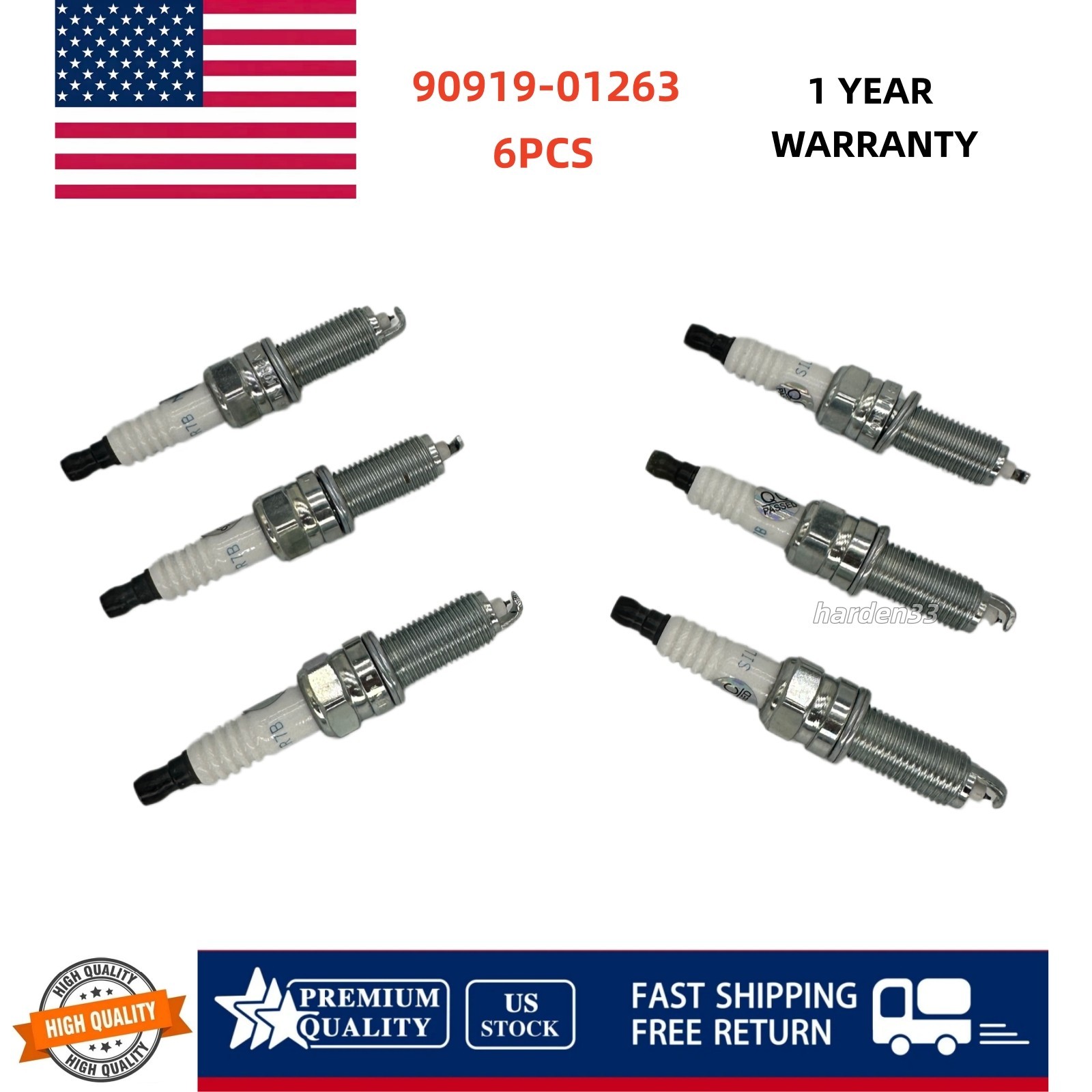 6pcs Spark Plugs 90919-01263 For 2016-2024 Toyota Lexus Tacoma V6 3.5L