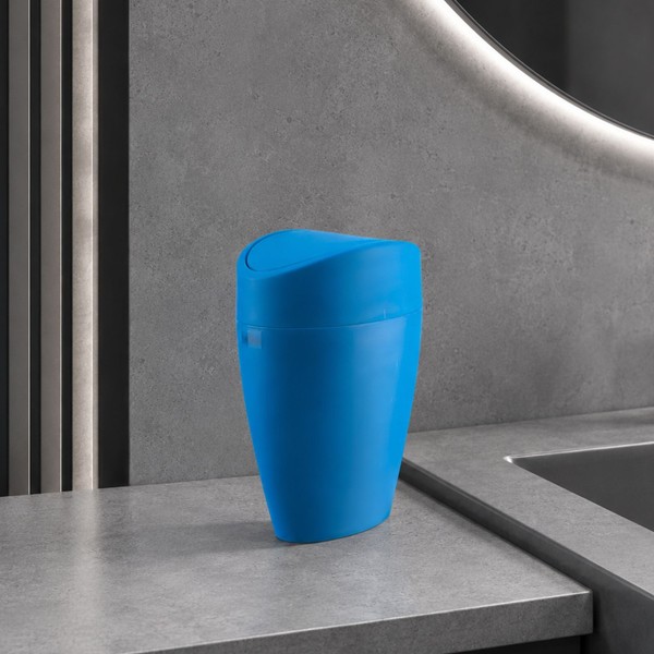 Baliv Kosmetikeimer 1,25 L Blau Kunststoff Schwingdeckel Bad Wc MüLleimer-image