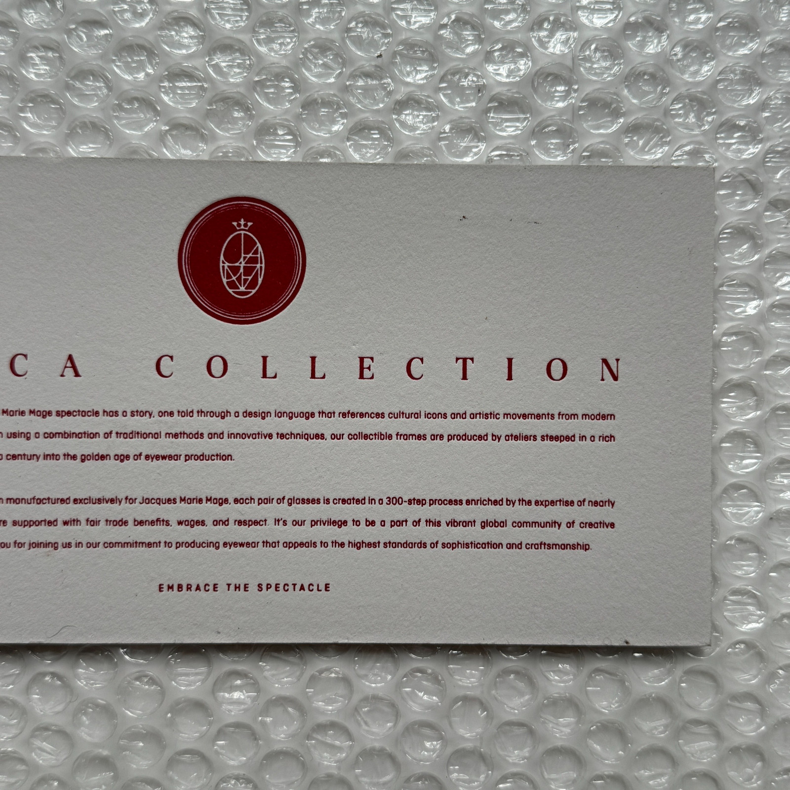 Jacques Marie Mage 'Molino' 479/500 Authenticity Card Only (No Glasses) Free P&P image 6
