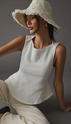 Maeve Anthropologie Charlotte Peplum White Top Sleeveless Size Large NWOT
