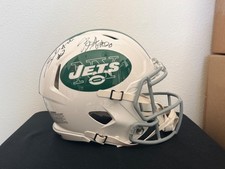 Braelon Allen - Breece Hall Jets Signed White Classic Alternate Auth Helmet Dual