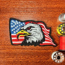 American Eagle Patch USA Flag Stars  Stripes Embroidered Iron On 2.25x3.75"