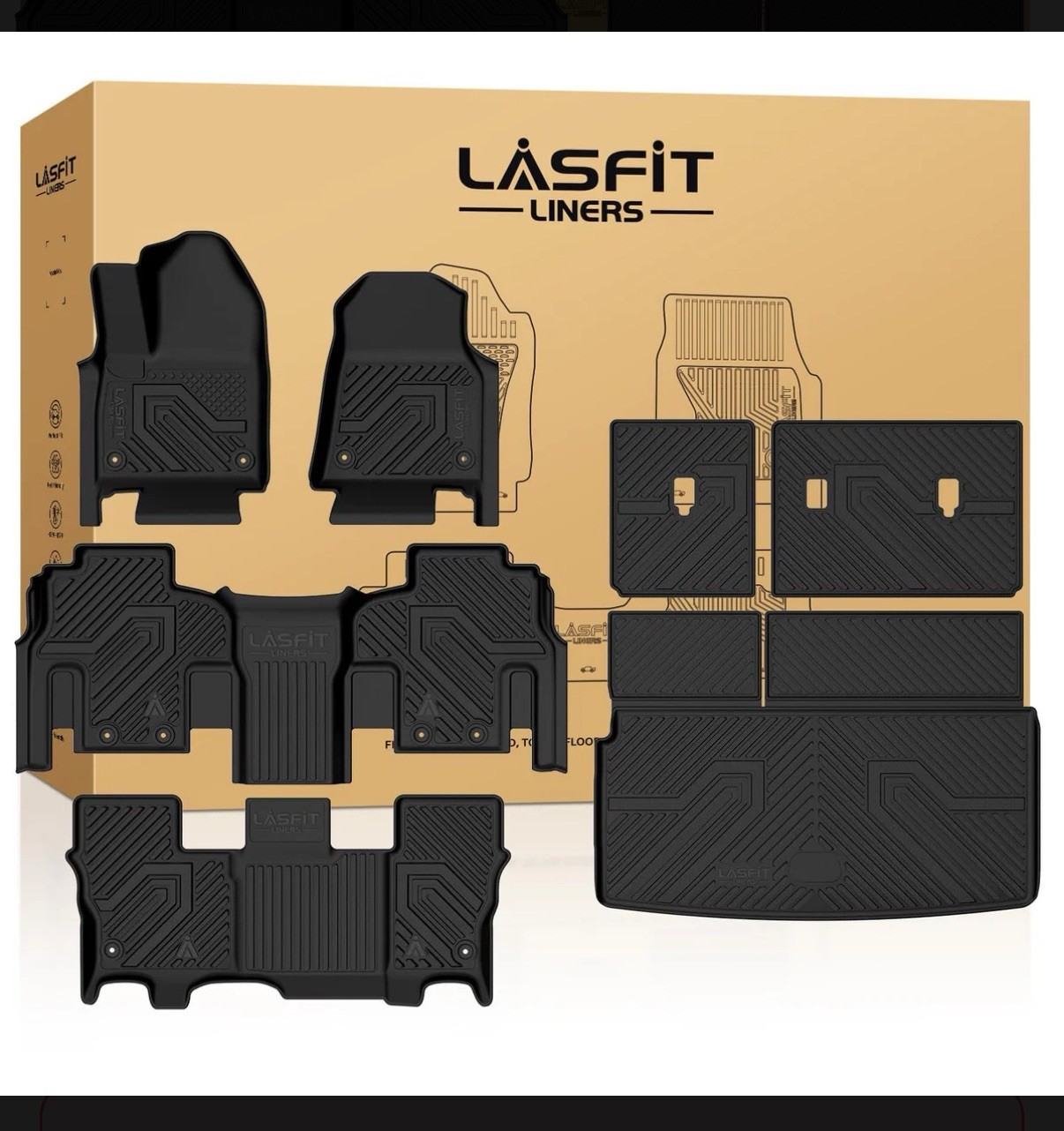 LASFIT Floor & Trunk Mats Jeep Wagoneer 2022-2025 8 Seaters-NOT 7 Passengers/L/S
