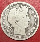 1906-O Barber Half Dollar. Free Shipping