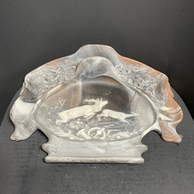 INCOLAY Stone Dresser Vanity Valet Tray Deer Hunting Scene Sword