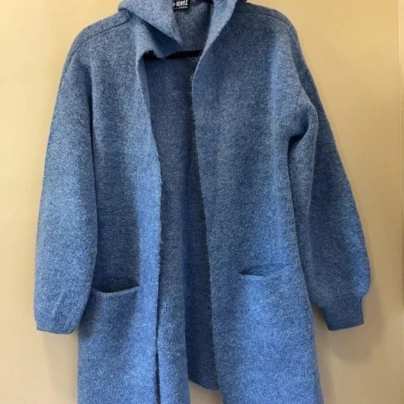 Beryll Cropped Cashmere Coat O/S Denim Blue NEW - Image 2 of 4