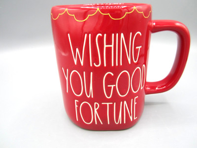 Rae Dunn, Wishing You Good Fortune, Red Inside & Out Tea Coffee Mug 20 oz (171)