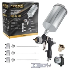 Master Elite Ultimate HVLP Spray Gun 1.3, 1.4, 1.5mm Fluid Tip Set Air Regulator