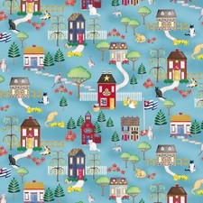 Feline Drive Fabric KITTY CITY Scenic Blue Benartex - Fat Quarter 18"x22" FQ