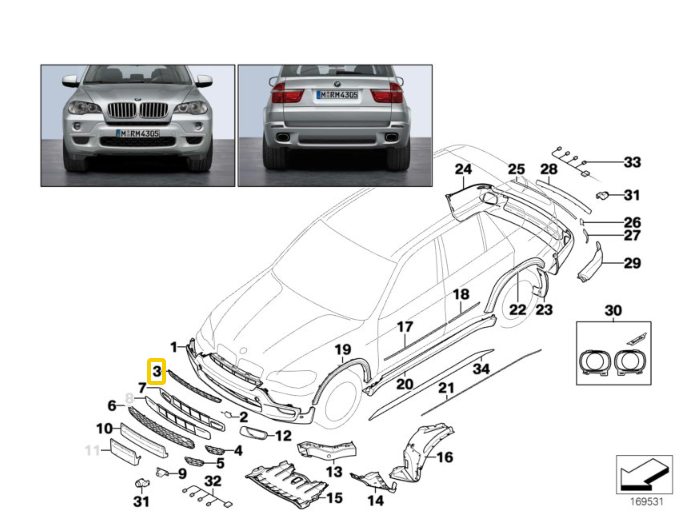 New Genuine BMW X5 E70 07-10 Front M Sport Bumper Upper Centre 