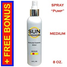 SUN GODDESS - Sunless Self Tanning Spray Pump  MEDIUM 8 oz  Best Tanner Mitt