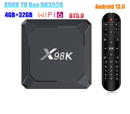 X98K RK3528 Android 13 TV Box 4G 32G WiFi6 BT5.0 4K HDR H.265 HEVC Media Player - Picture 1 of 18
