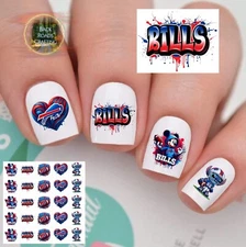 Buffalo Bills Waterslide Nail Art Decals Set of 50 Instructions Bonus &