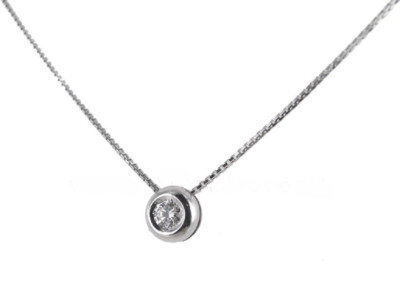Halskette 18kt Weißgold. naturdiamant ct. 0.03 Solitär Modell Lichtpunkt