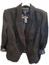 White House Black Market Black Black Tweed Blazer Size 14 New With Tags
