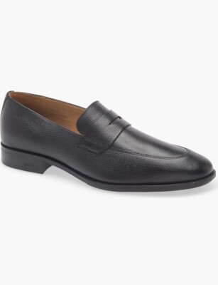New Hugo Boss Men Leather Penny Loafer Black 8 8.5 10 10.5  display picture 3