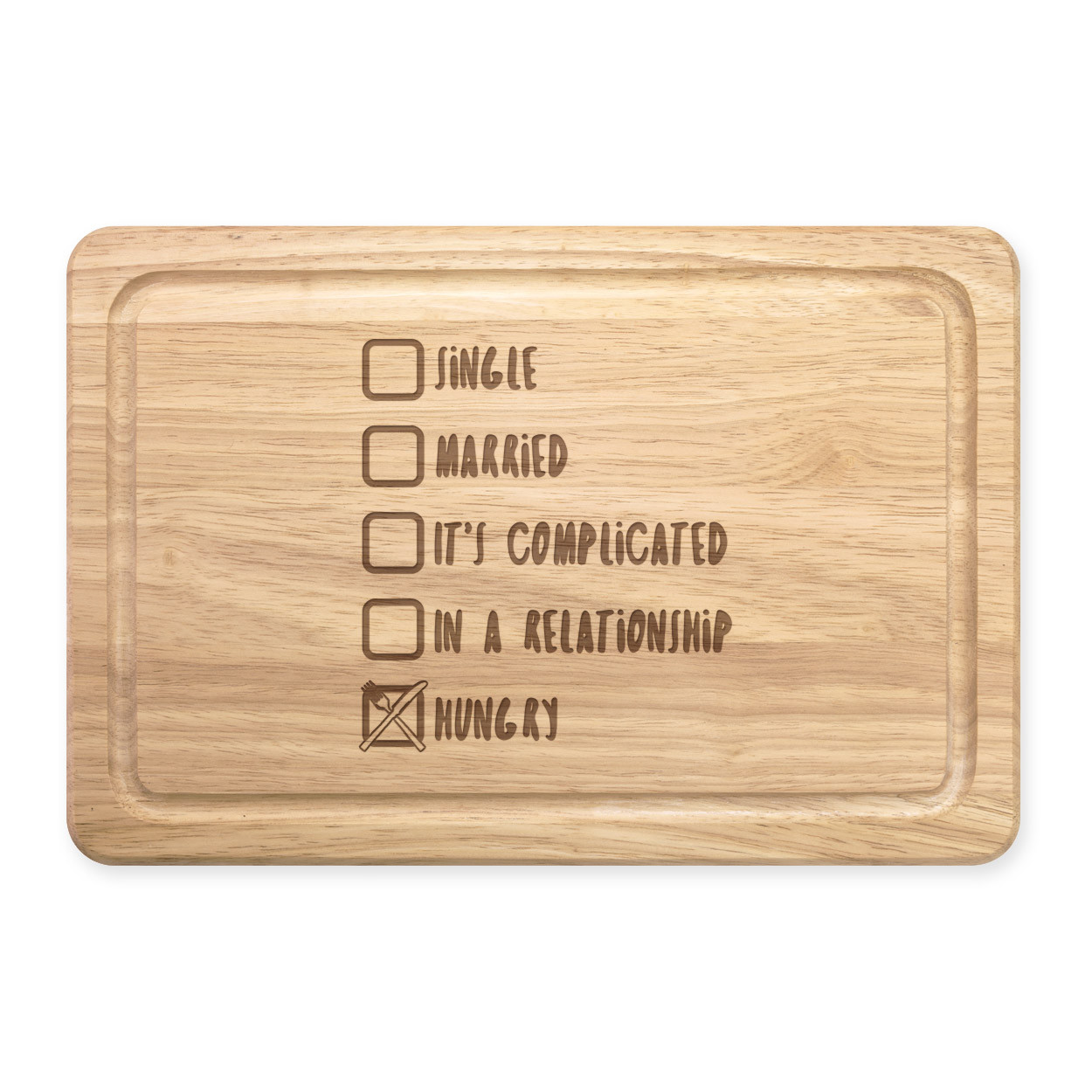 Single Married Hungry Rectangular Wooden Chopping Board - Funny Joke