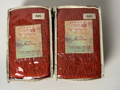 Lot Of 2 NEW Tracy Porter Poetic Wanderlust Orange Quilted Euro Shams