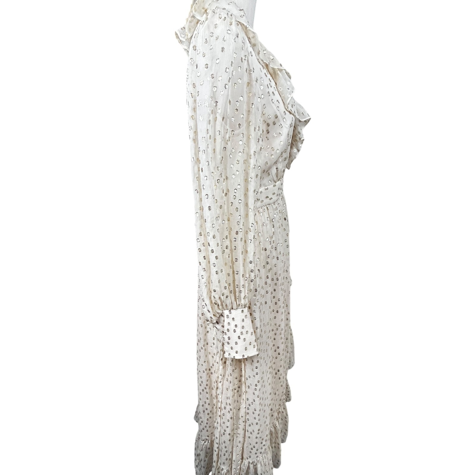 Zimmermann Lurex Wrap Midi Dress BNWT Size 0 AU 8 US 4 Silk Cream Gold NEW