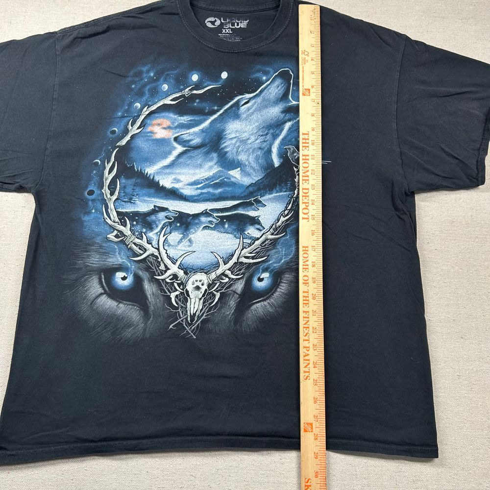 Liquid Blue Shirt Mens 2xl Wolf Howl Double Sided Graphic Nature Moon Animals View 5