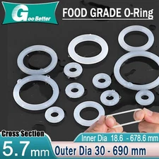 Food Grade O-Ring 5.7mm Cross Section Clear Silicone Rubber O Rings 18-678mm ID