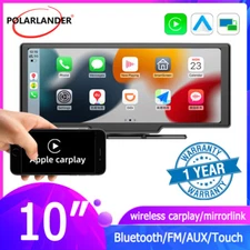 Portable Wireless Carplay 10" Car Stereo Dash Rear Camera Bluetooth Touch Screen
