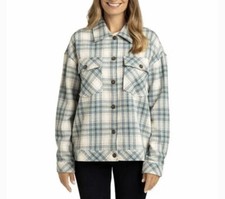 Boston Traders Green Plaid Flannel Jacket Button Down Womens Size L