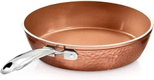 Gotham Steel Hammered Copper 12 Inch Nonstick Skillet, Aluminum, Induction Compa