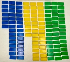 121 Domino Rally Action Alley Dominoes Vintage 1980s 45 Green 37 Blue 39 Yellow