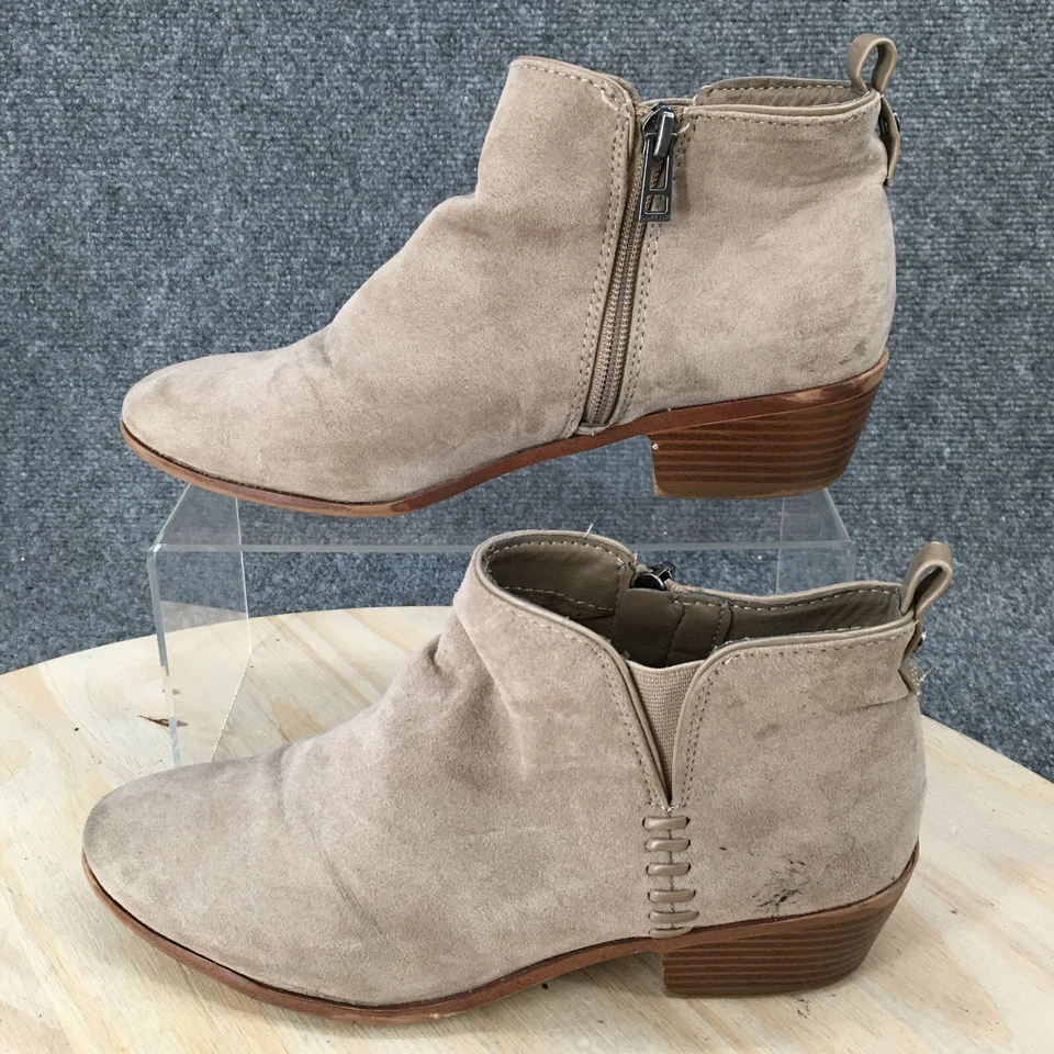 Sam And Libby 靴子女式 7 休闲踝靴灰色人造麂皮绒侧拉链高跟鞋 — 第 2/4 张图片