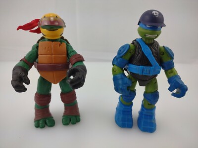 TMNT Teenage Mutant Ninja Turtles Leonardo Riot Gear & Biker Raphael Cycle Rider