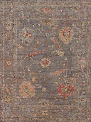 Vegetable Dye Traditional Oushak Turkish Area Rug Handmade Grey Carpet 8x10 ft