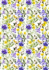 Meadow Flower & Dragonfly Wallpaper A4 Sized Edible Wafer Paper / Icing Sheet 