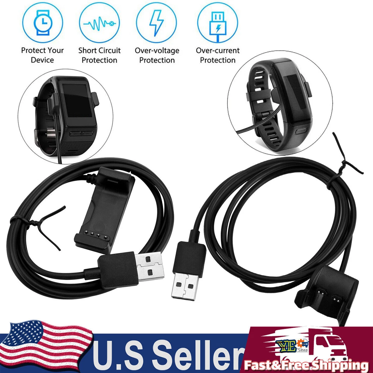 USB Charger Charging Cable Cord Fit for Garmin Fenix 5 5S 5X, Vivoactive 3,  Vivosport 