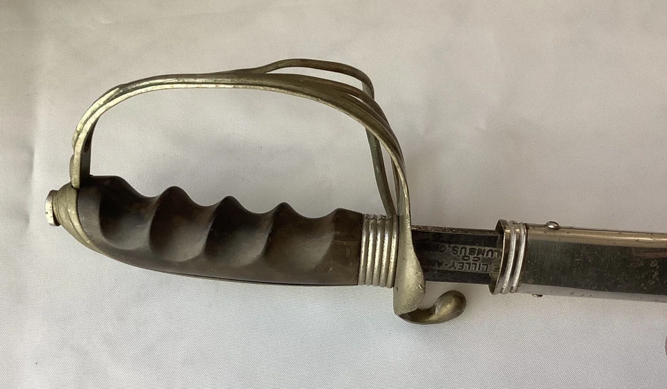 古董美国军官军刀剑带鞘刻名,德国制造 — 第 3/4 张图片