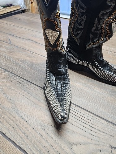 Potrero Whipstitch Pointed Toe Western Mexican Cowboy Boots Men’s 7.5" Black VG - 第 2/23 張圖片