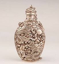 Chinese Old Tibetan silver carved Dragon Hang Sachet incense burner