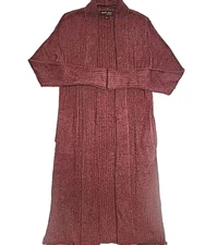 Barefoot Dreams Cozy Chic Cardigan Robe Burgundy Size Small Long Duster Sweater