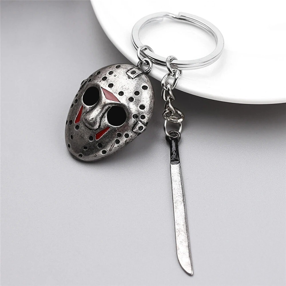 Halloween Horror Movie Friday Jason Voorhees Mask Machete Alloy Key Chain