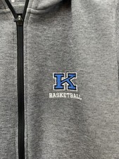 Nike Dri-Fit Full Zip Hooded Gray Jacket Mens Sz L Logo "K Basketball" Hi-Lo Hem