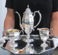 CLASSIC WILLIAM DURGIN 1880's STERLING SILVER MASTER 1 COFFEE SET ON TRAY