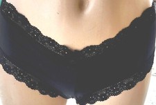 Victorias secret M Rare Vintage Black Satin Lace Up Cheeky Gold Grommet Panty