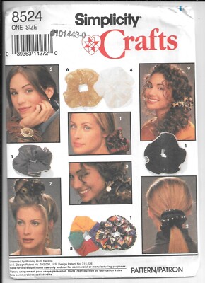 SIMPLICITY Crafts 8524  Sewing Pattern Misses' Hair Accessories in 12 Styles