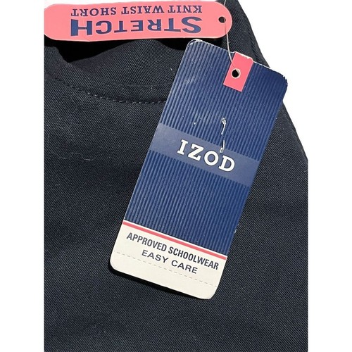 IZOD Uniform Shorts Girls Size 14 Dark Blue Stretch Knit Waist Pull-On Chino NEW - Picture 6 of 9