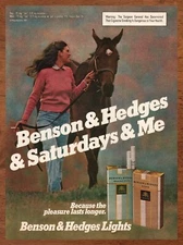 1981 Benson & Hedges Cigarettes Vintage Print Ad/Poster Horse Wall Art Retro 80s