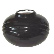 Carr Lowry, CLC Glass Co.- Pleated Black Art Deco Vase, 1930's, Paste Mold Ware