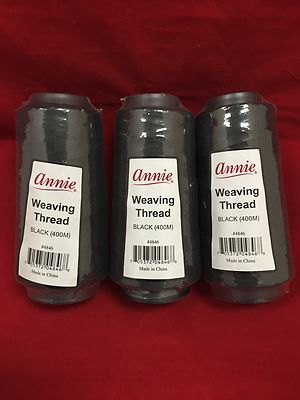 (3PACK)  ANNIE WEAVING THREAD BLACK 400 M #4846 MEDIUM WEAVING THREAD